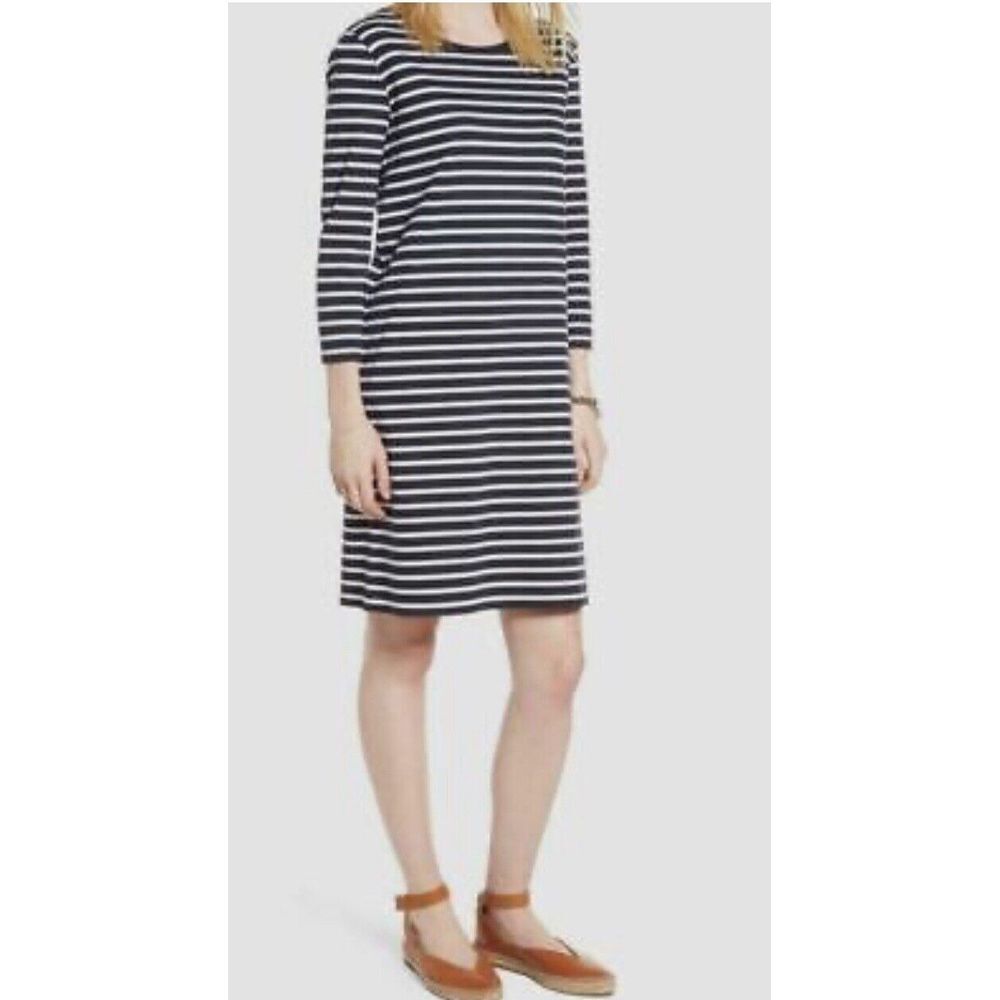 1901 Navy White Lace Up Back  T-Shirt Dress Size L  $119 Nautical Coastal